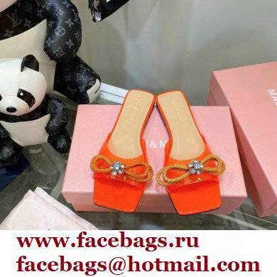 Mach & Mach Crystal Double Bow Slides PVC Orange 2022